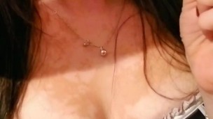 Slutty milf maid sucking on a lollipop