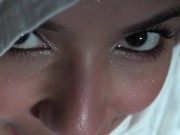 Beautiful Eyes White Hijab Arab Girl