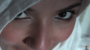 Beautiful Eyes White Hijab Arab Girl