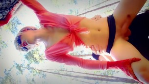 POV tranny Fuck outDoor  and double anal sqwirt