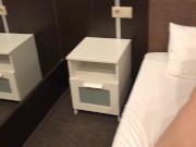 Spied on a masturbating co-worker in a hotel room, who had a very deep throat 2/16