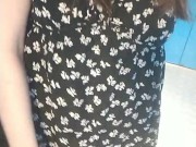 Panty tease in elevator