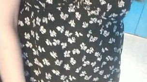 Panty tease in elevator