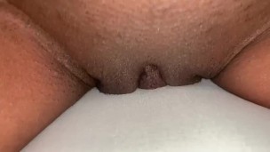Sexy ebony soaking wet pillow humping