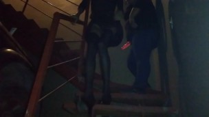 GF fuck Sissy CD outside her apartment (risk pegging)