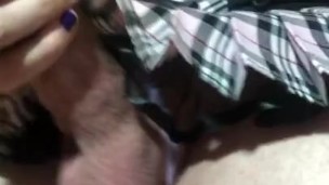 Trans Schoolgirl Strokes Her Thick Dripping Cock
