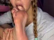 Self feet worship. All toes deep in my mouth. Gagging 1/16