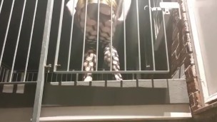 Booty Balchony Cage Sissy in Gold Wetlook Dress