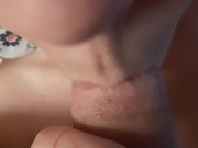 Stuffing her little mouth with cock cum on her titties  2/16