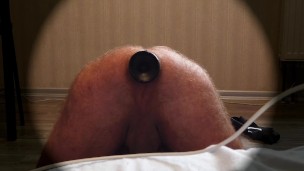 Promo - Plugged Wrecked Ass Hairy Gay Wanker Butt Plug Play Huge Cumshoot from Big Stretched Balls