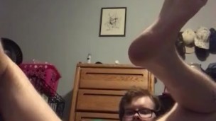 Trans takes knotted dildo 