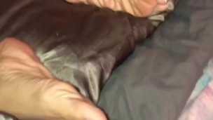 BBW shows long toenails & waxed pussy