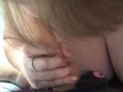 Wife makes caged Sissy hubby wear strap on and get teased 15/16