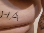 Collared submissive whore pisses her pants. 5/16