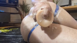 Opening my sloppy hole up with a fist dildo and then my fist
