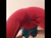 Facesit peeing tight red pants 14/16