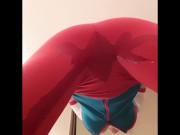 Facesit peeing tight red pants 15/16