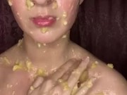 Chewed banana on face. Dirty smear 10/16