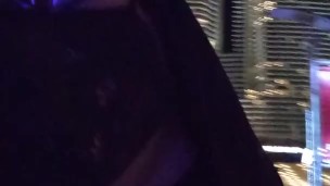 Plugged slut cums on vegas streets.