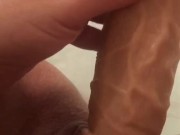 Fucking my tight pussy with big cock dildo 2/16