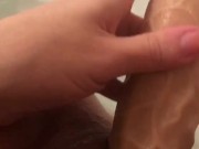 Fucking my tight pussy with big cock dildo 3/16