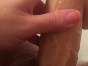 Fucking my tight pussy with big cock dildo 4/16