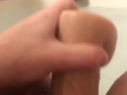 Fucking my tight pussy with big cock dildo 9/16