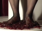 Cranberry Sauce Smush! Nylon Feet ASMR