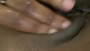 Playing with my young wet ebony pussy