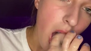 Drool feet worship. Toes licking. Gagging