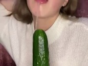 Cucumber blow job. Deepthroat 12/16
