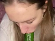Cucumber blow job. Deepthroat 9/16