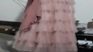 Crossdresser wearing a princess dress