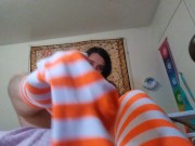 Hairy PinkMoonLust Orange Cute Knee High Sock Fetish Slut Footjob Bad Dragon Nocturne Monster Cock