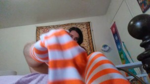 Hairy PinkMoonLust Orange Cute Knee High Sock Fetish Slut Footjob Bad Dragon Nocturne Monster Cock