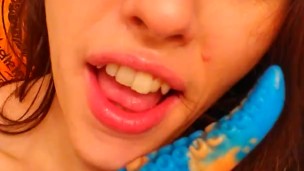 Full Vid on MANYVIDS True Blue Eyeshadow IKA Cocksuck Dildo Worship Contest Entry Tease