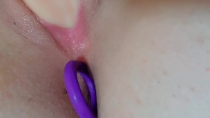 Teen girls plays with her toy dildo.