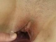 Naughty wife edging while her tight pussy slowly fucked huge Bad Dragon Dildo until massive orgasm. 3/16