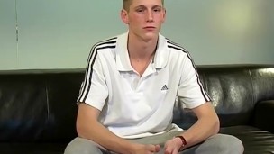 Barely legal British twink cums after masturbating solo