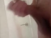 Stroking my white cock in shower