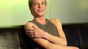 British twink does an interview and masturbates solo