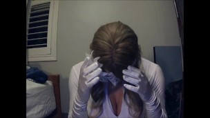 Masked Girl in White Pt5! A shy masked girl face reveal! Here is Amy!