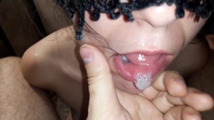 A gift for a whore. Sloppy blowjob, handcuffs and cum on face