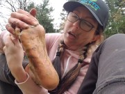 Cleaning My Very Dirty Feet. Lots of Spitting 16/16