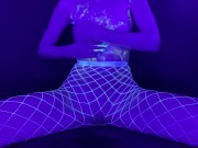 ASMR self-pleasuring under a blacklight with my hands, vibrator, and glow in the dark lube 2/16