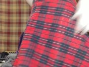 red skirt fishnet girl cute tease 15/16