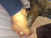 STROKING THIS LONG BLACK DICK AFTER GETTING OUT OF THE SHOWER 