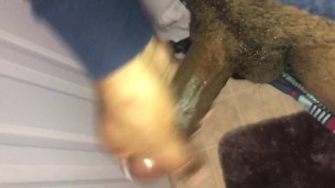 STROKING THIS LONG BLACK DICK AFTER GETTING OUT OF THE SHOWER 