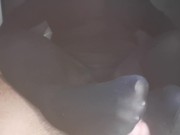 Amateur chubby girl gives nylon Footjob, Hot cumshot 4/16