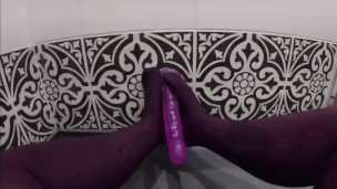 Slutty Foot job In Purple Tights